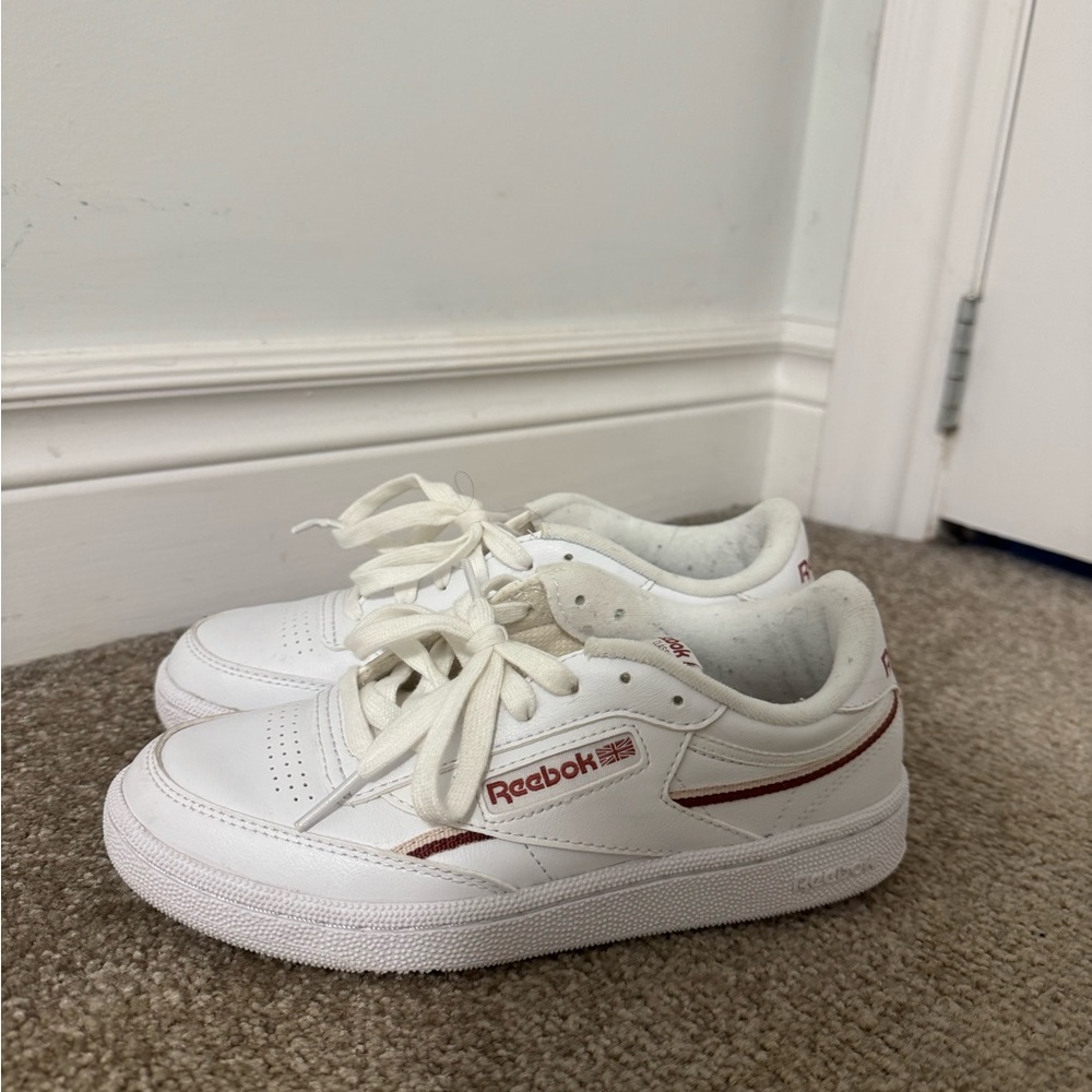 Reebok White and Red Classic Sneakers